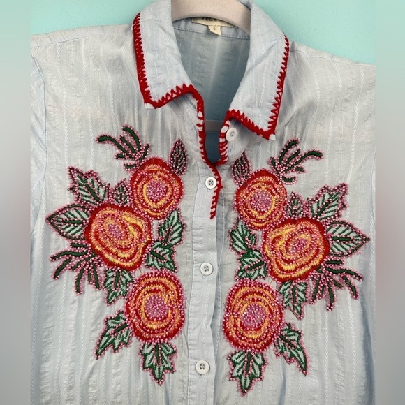 Velzeta women's tunic with beaded floral, size Small - Picture 3 of 13